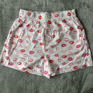 J. Crew High Waist Lip Print Boxer Shorts with pockets - Pink and Red
